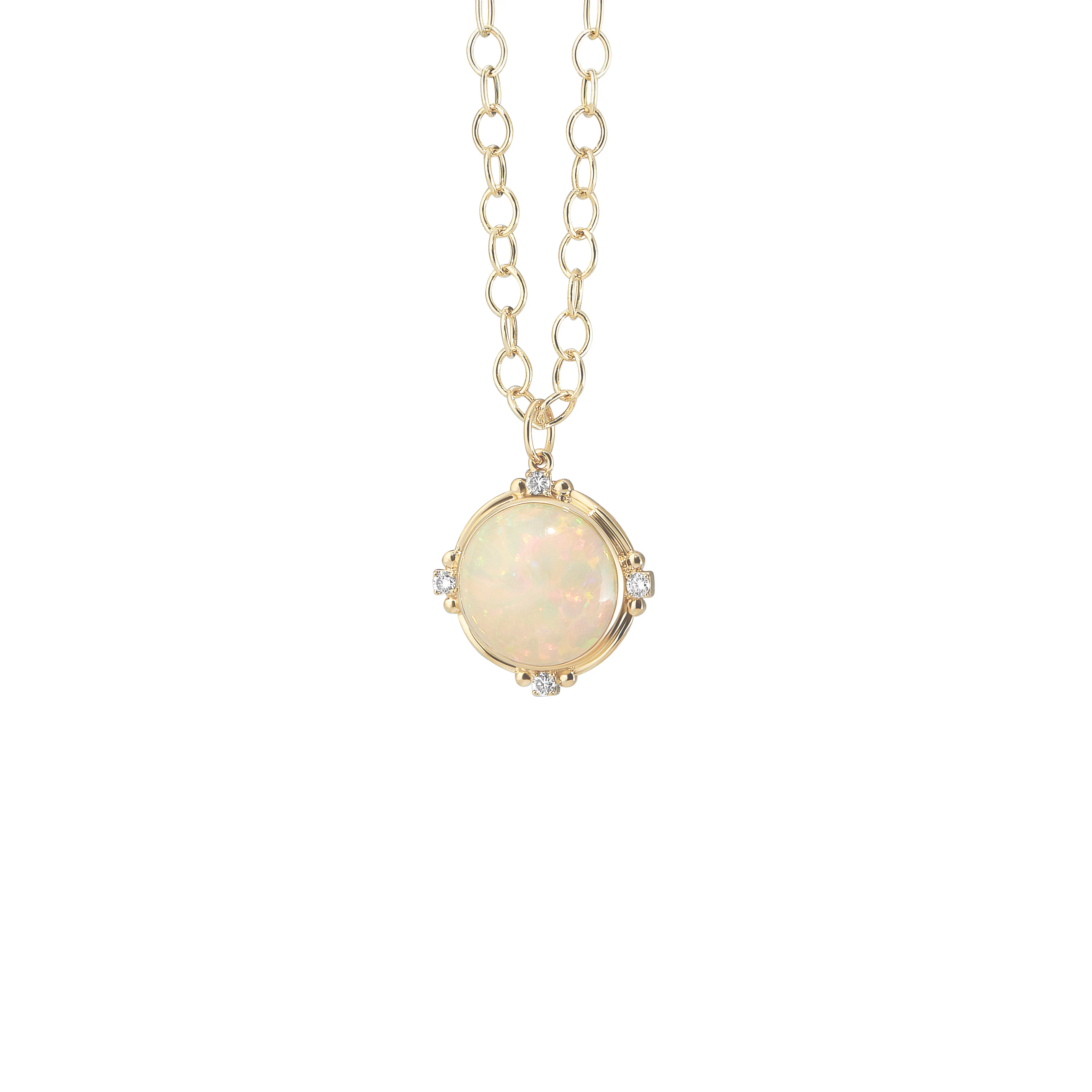Syna Jewels 18k Yellow Gold Axia Grande Ethiopian Opal and Diamond Pendant