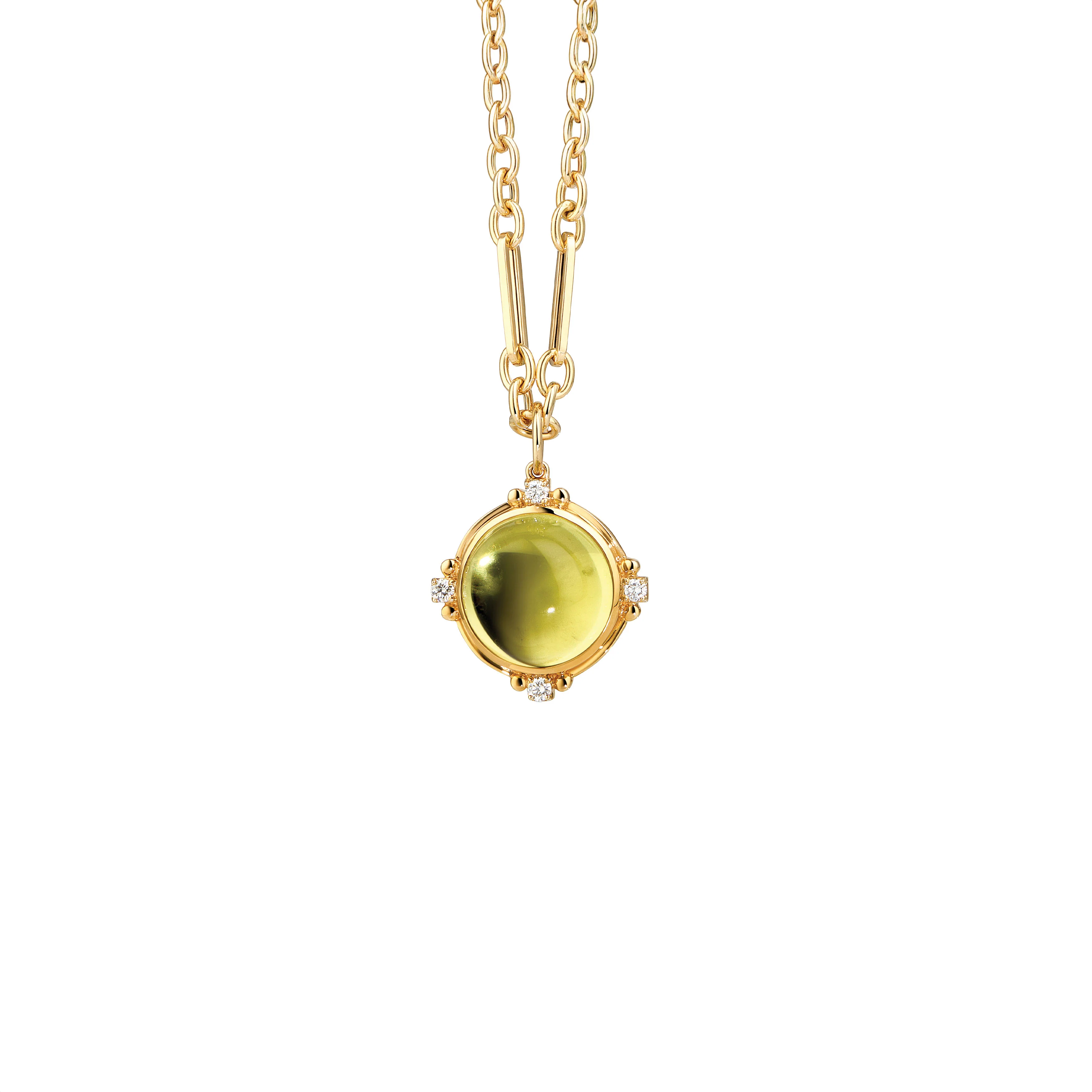 Syna Jewels 18k Yellow Gold Axia Lemon Quartz and Diamond Pendant