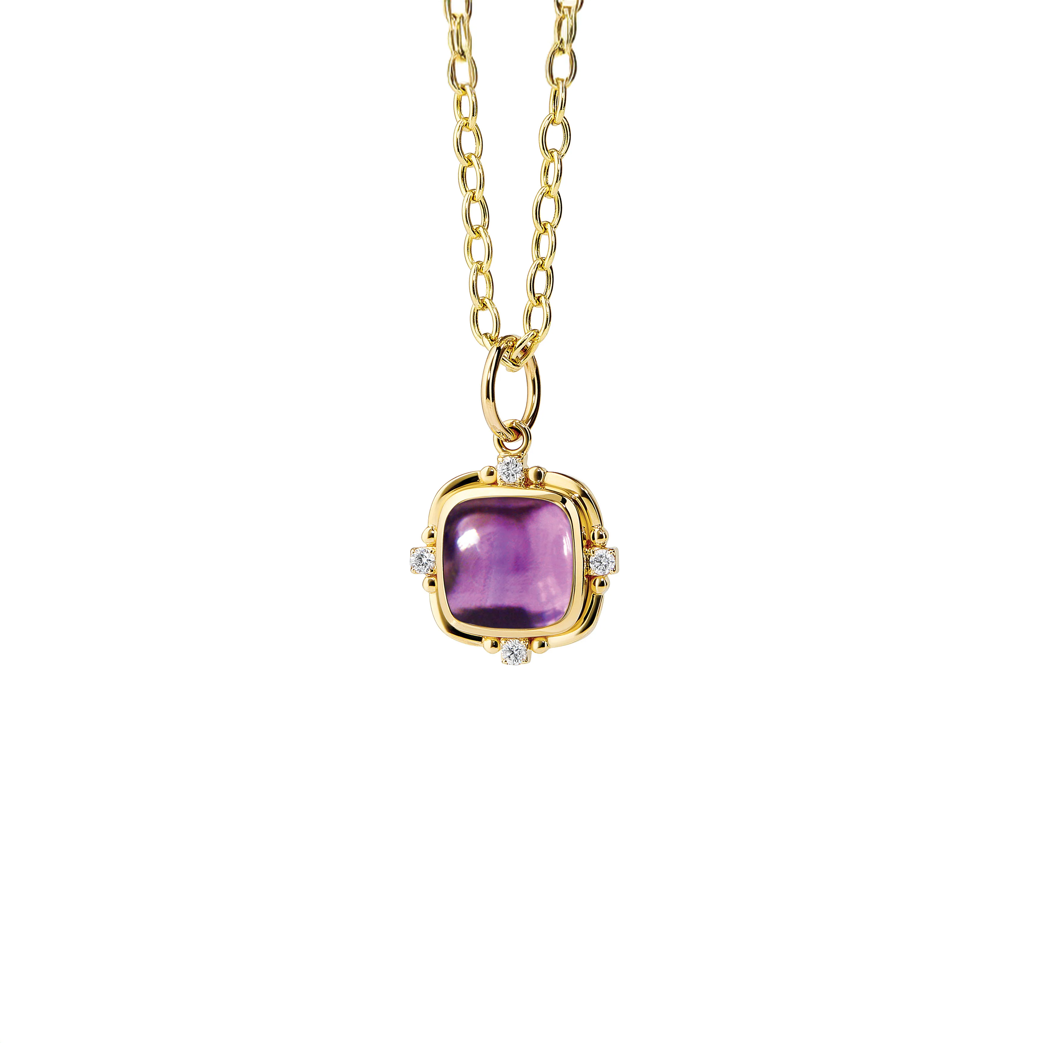 Syna Jewels 18k Yellow Gold Axia Quad Amethyst and Diamond Pendant