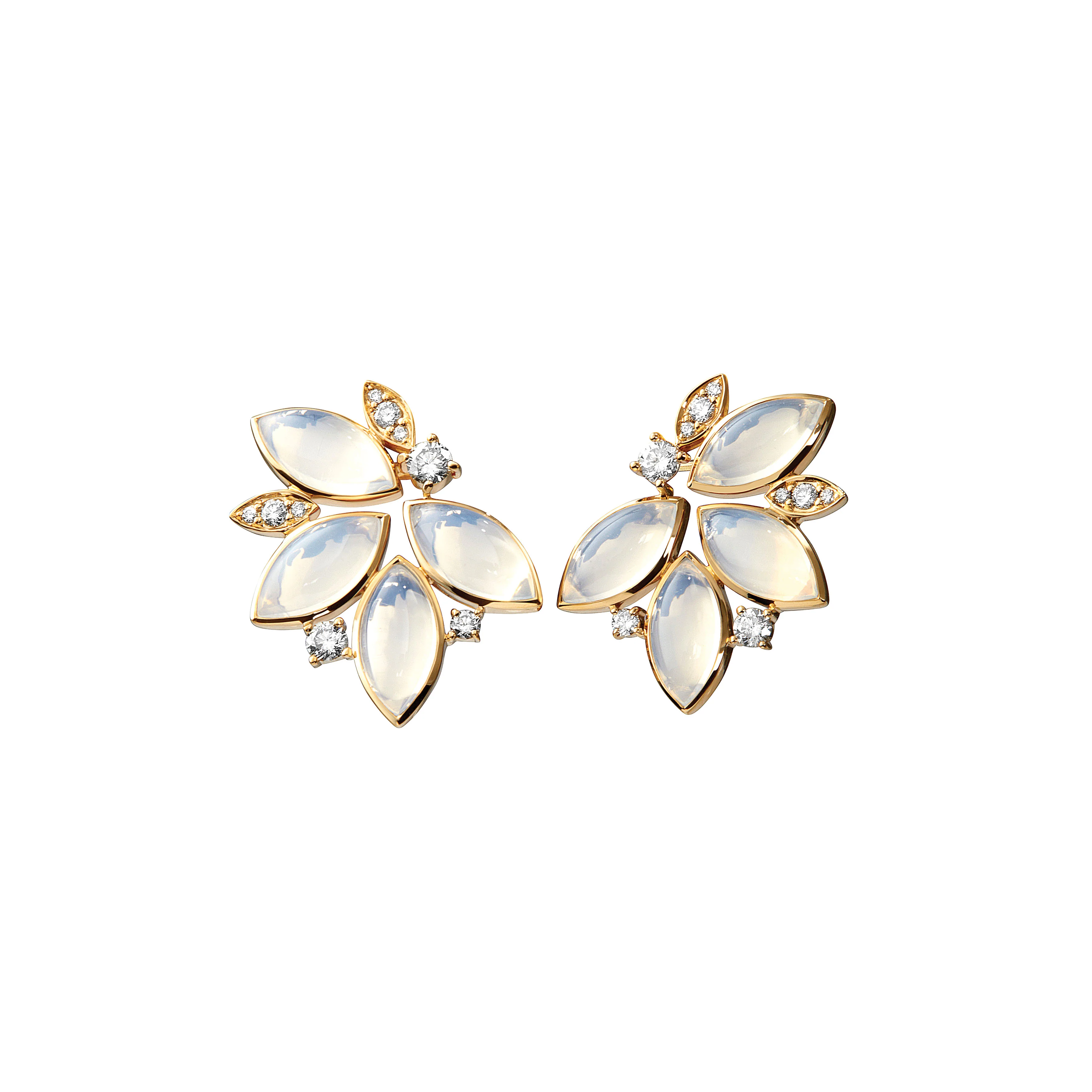 Syna Jewels 18k Yellow Gold Bloom Lyra Moon Quartz and Diamond Earrings