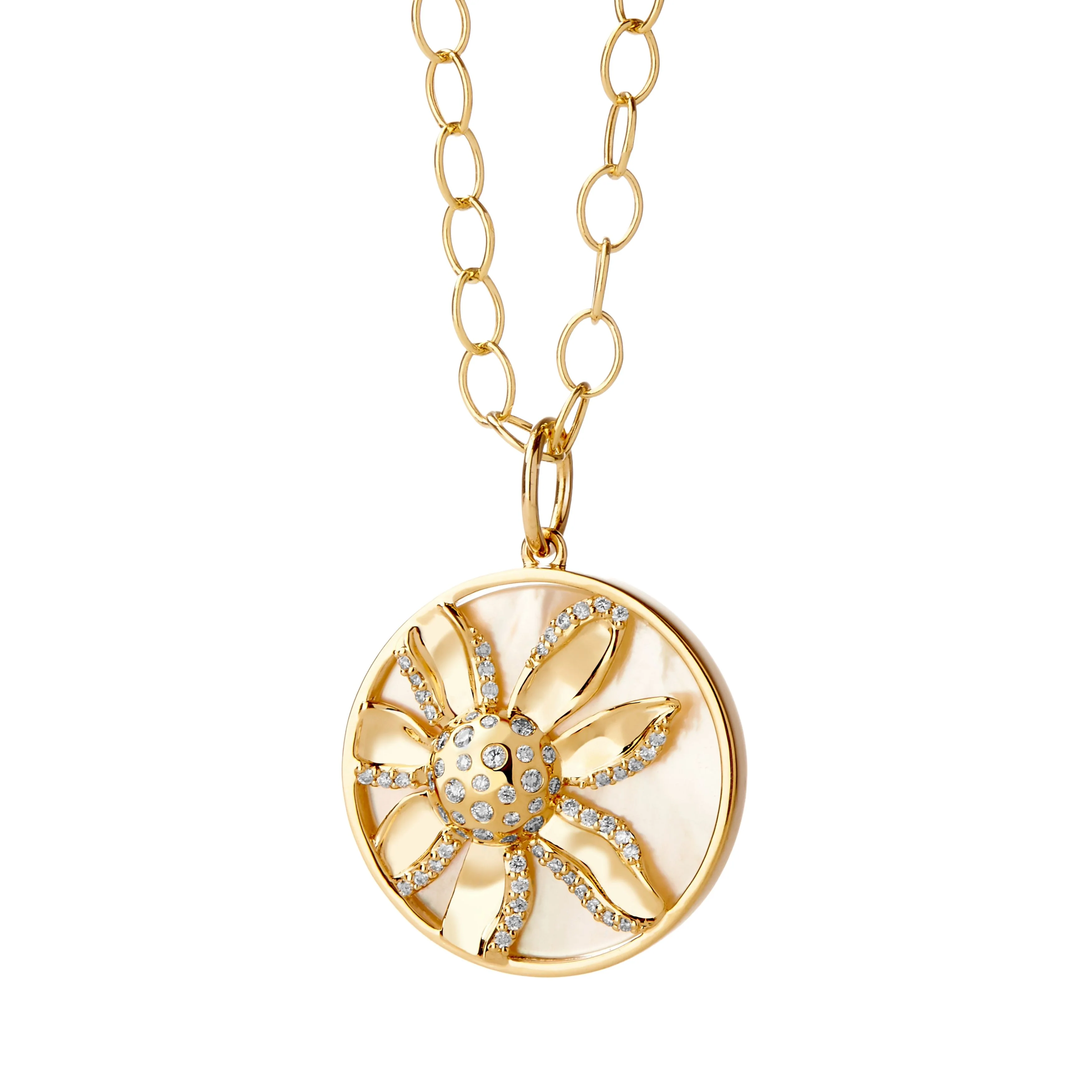 Syna Jewels 18k Yellow Gold Cerez Aurelia Mother of Pearl Pendant