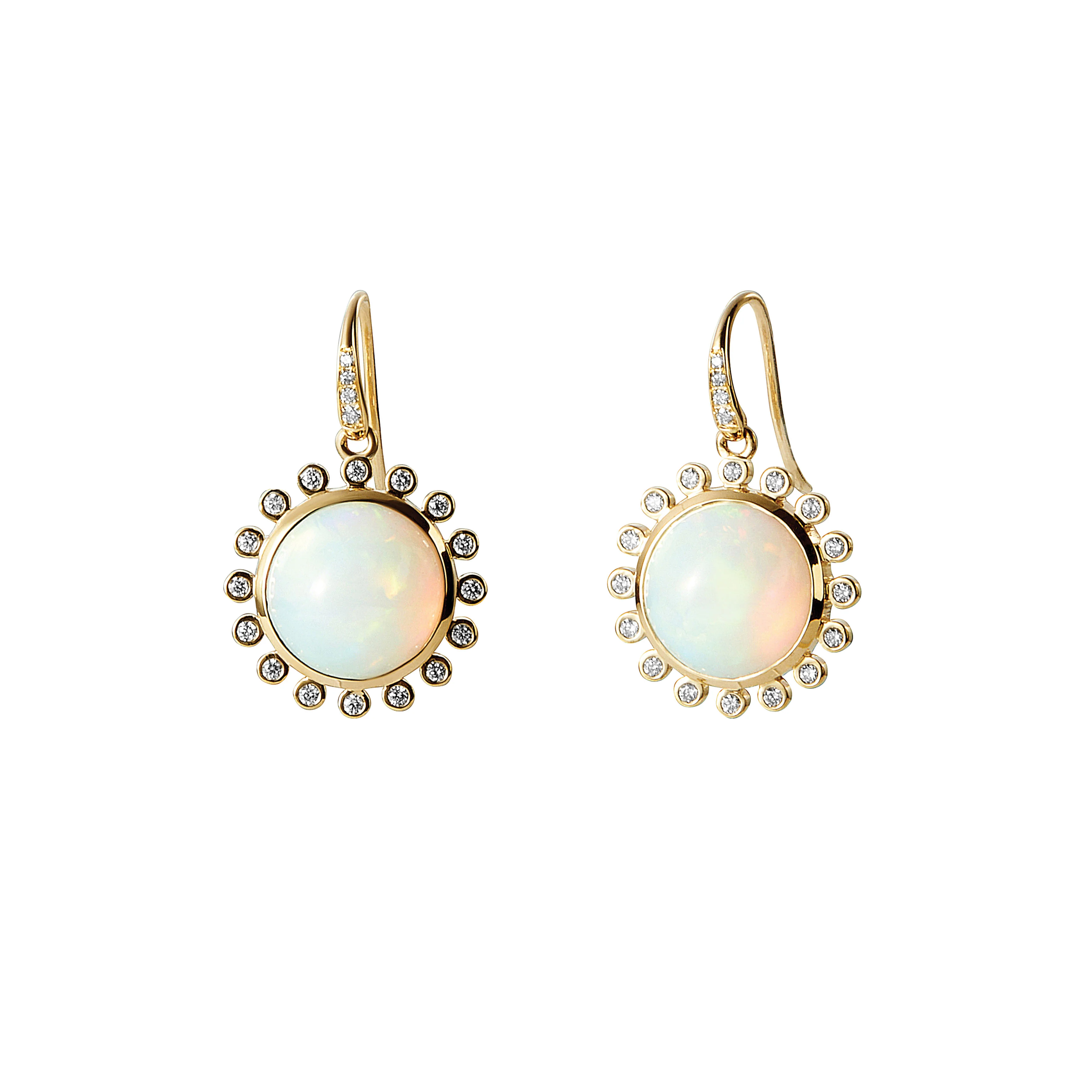 Syna Jewels 18k Yellow Gold Ethiopian Opal and Diamond Earrings