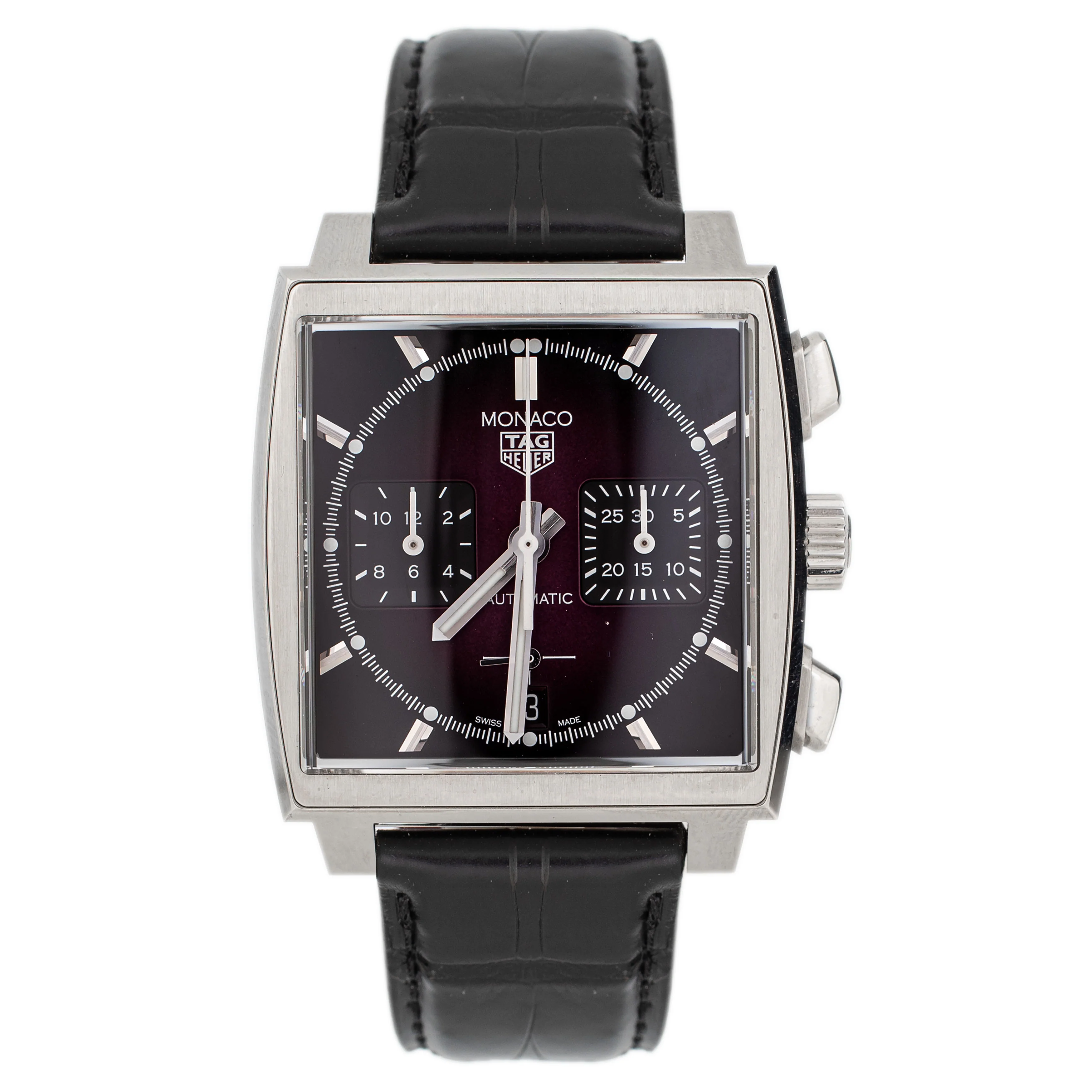 Tag Heuer Monaco Stainless Steel Purple Dial 39mm CBL2118.FC6518 Full Set
