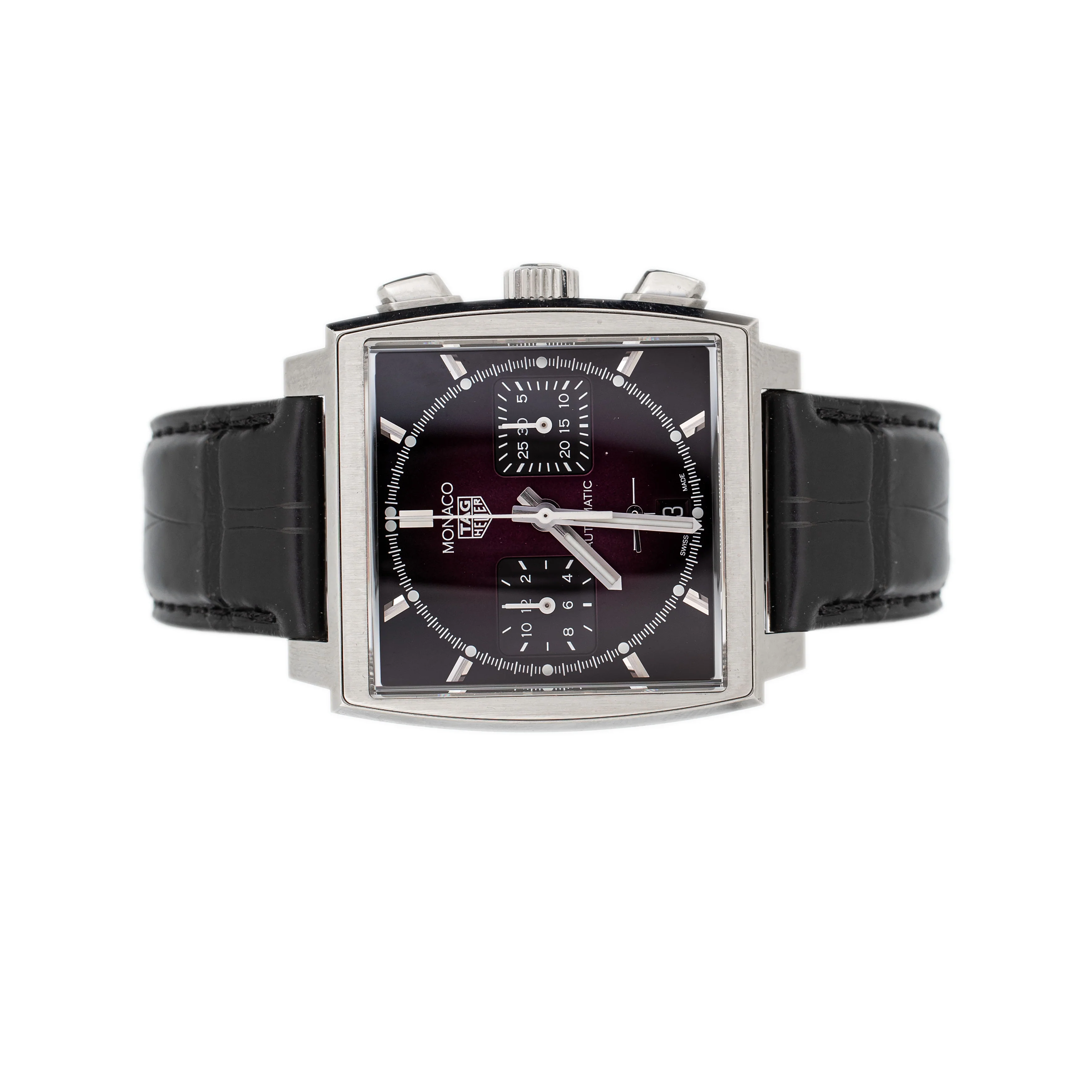 Tag Heuer Monaco Stainless Steel Purple Dial 39mm CBL2118.FC6518 Full Set - Image 2