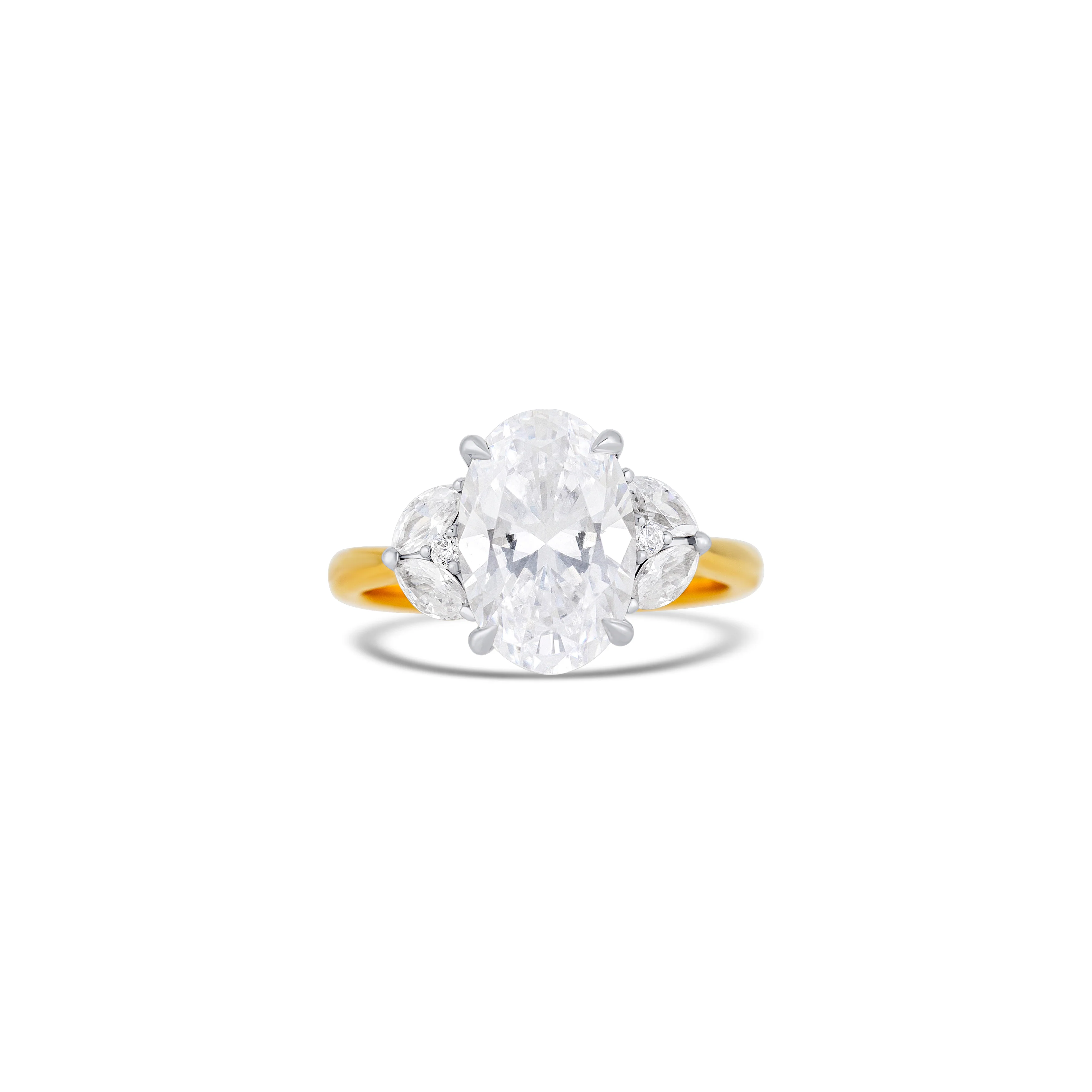 Two-Tone 14K White & Yellow Gold Diamond Engagement Ring Setting with Cluster Accents