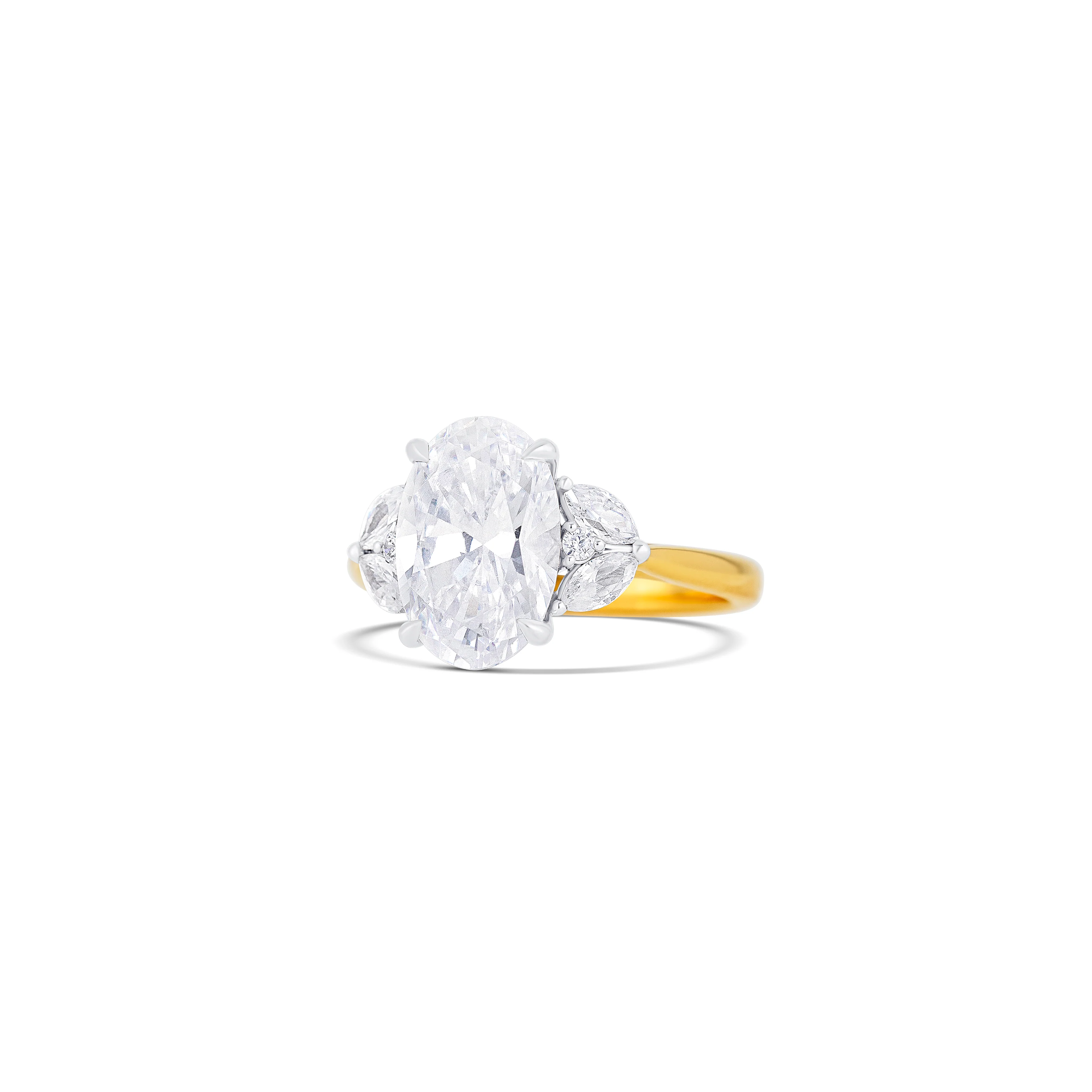 Two-Tone 14K White & Yellow Gold Diamond Engagement Ring Setting with Cluster Accents - Image 2