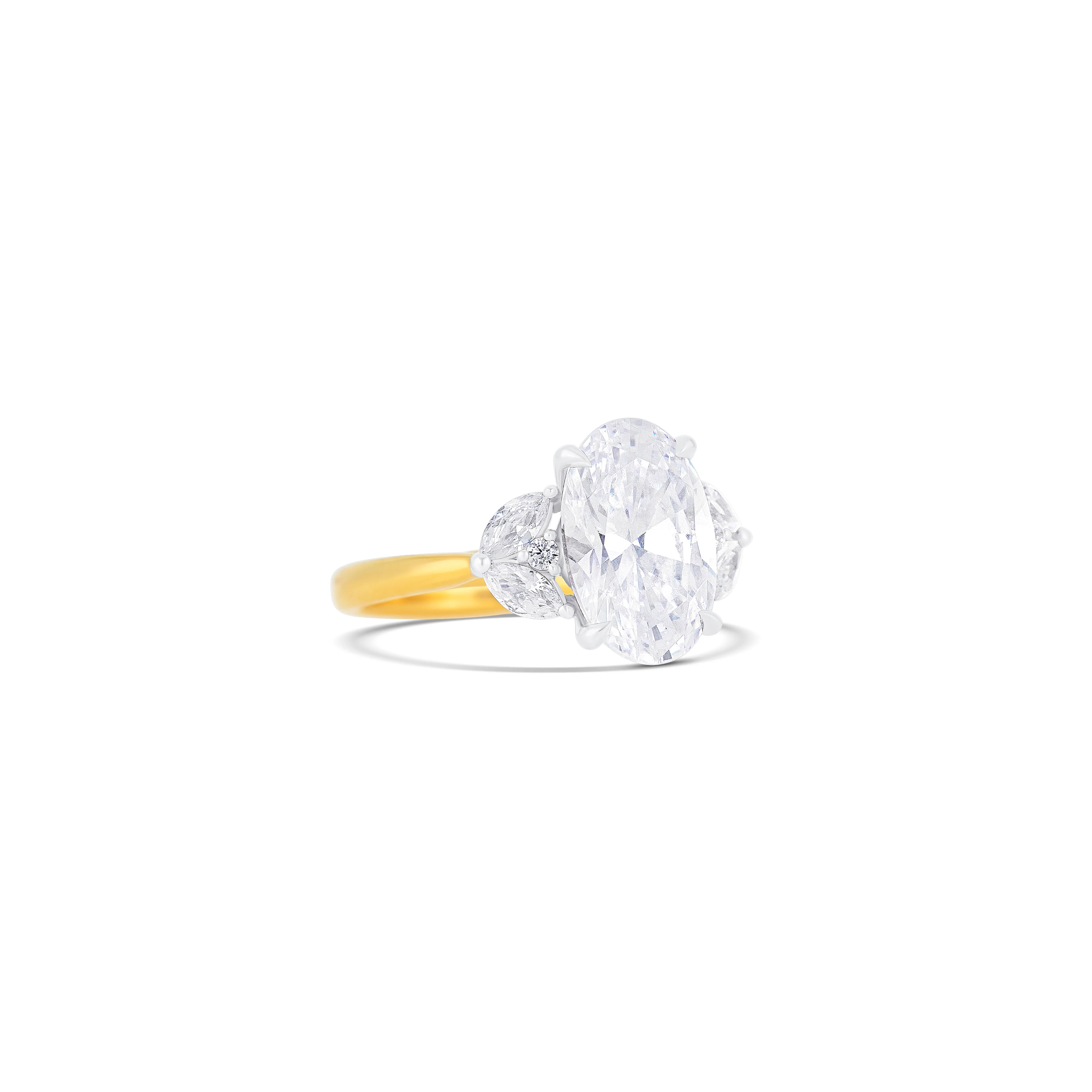 Two-Tone 14K White & Yellow Gold Diamond Engagement Ring Setting with Cluster Accents - Image 3