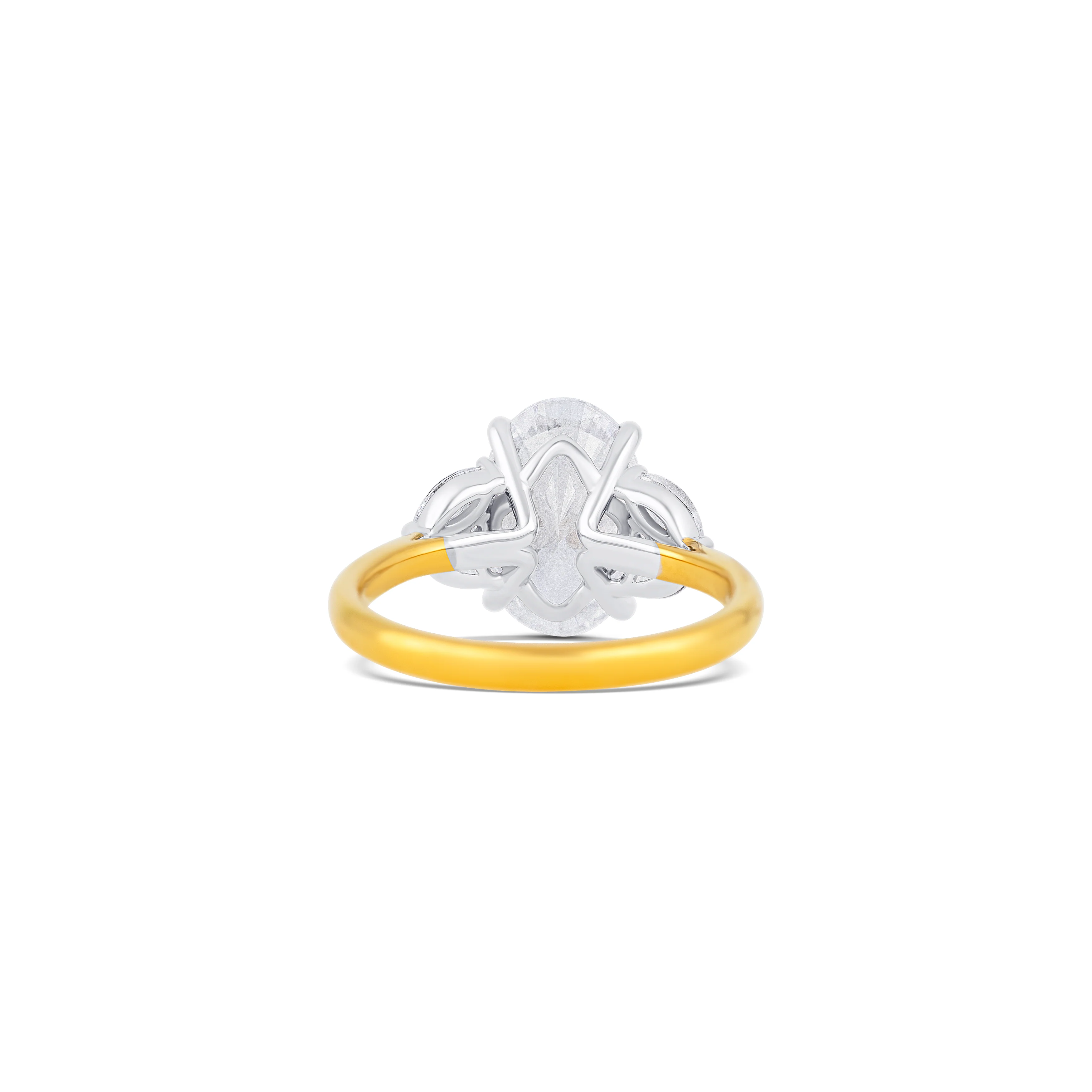 Two-Tone 14K White & Yellow Gold Diamond Engagement Ring Setting with Cluster Accents - Image 4