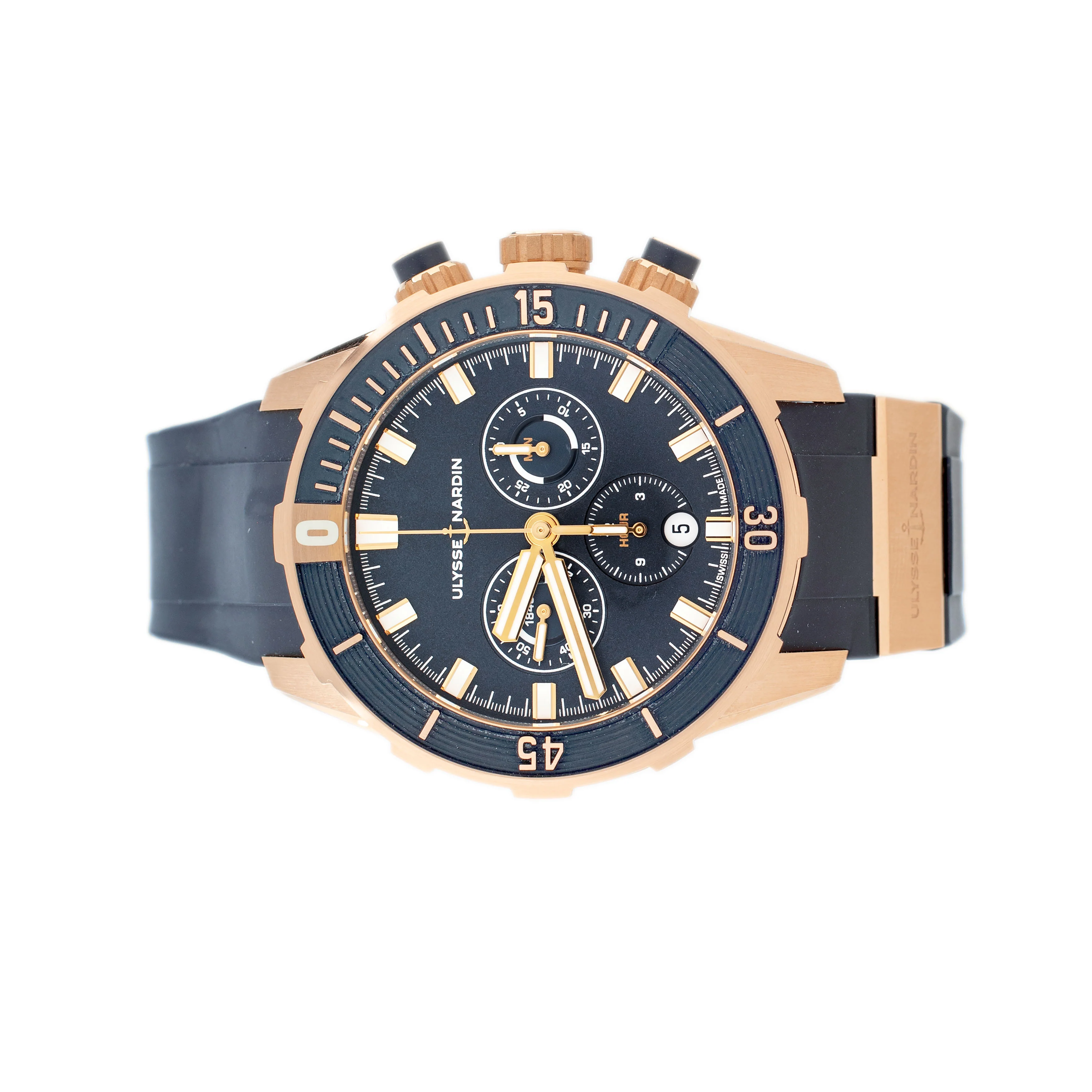 Ulysse Nardin Diver Chronograph Rose Gold Blue Dial 44mm 1502-170-3/93 Full Set - Image 2