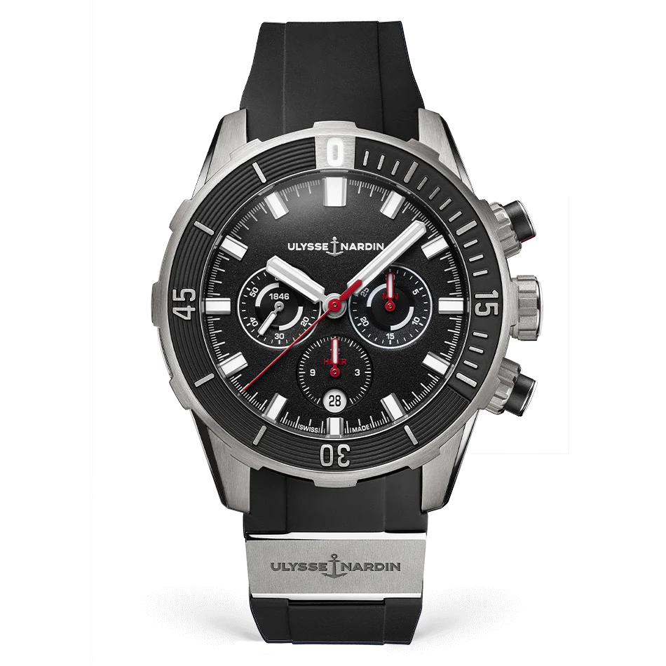 Ulysse Nardin Diver Chronograph Watch, 44mm Black Dial, 1503-170-3/92