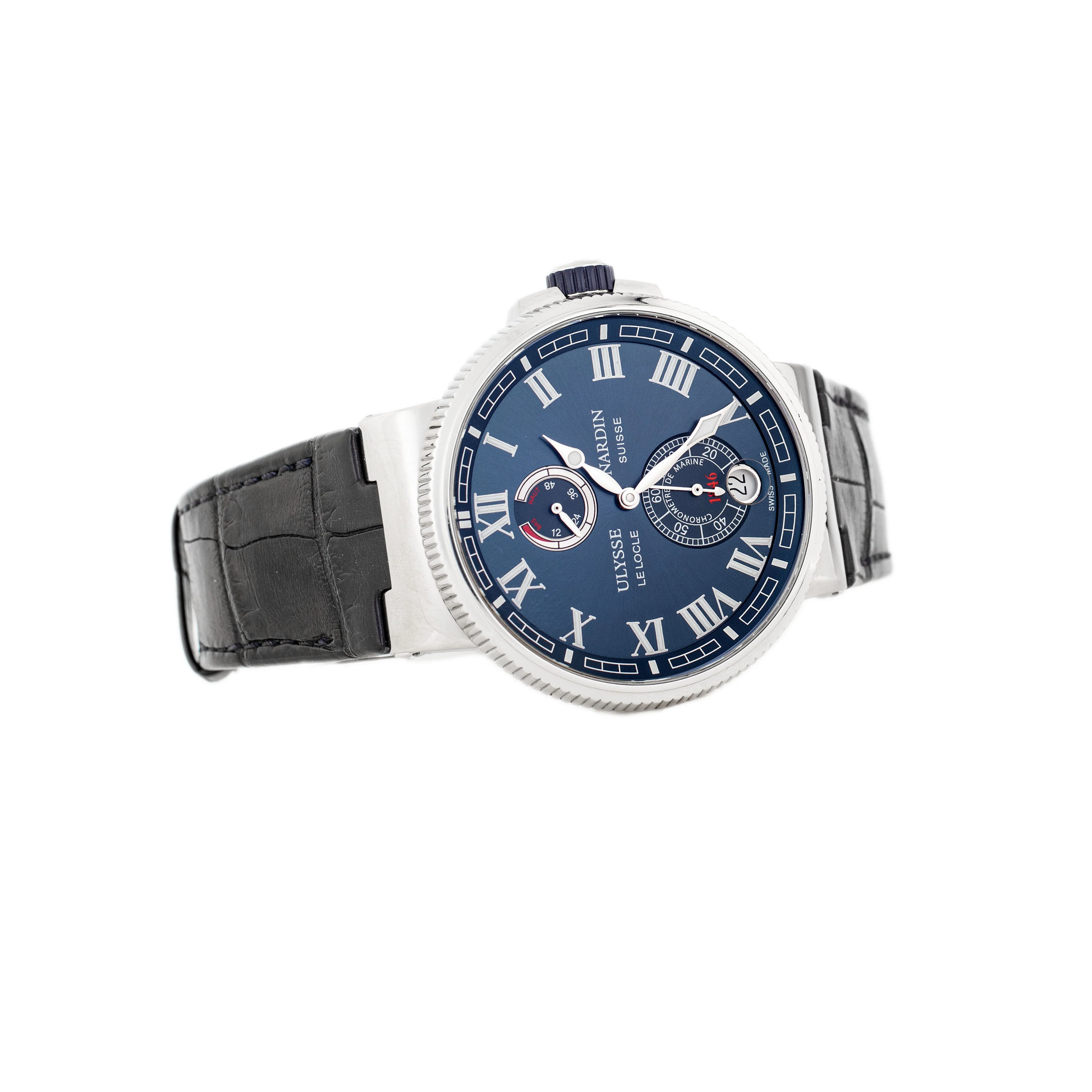 Ulysse Nardin Marine Chronometer Manufacture Stainless Steel Blue Dial 43mm 1183-126 - Image 4